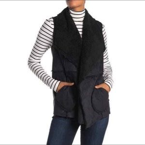 Caslon Faux Shearling Suede Vest Black w Pockets M